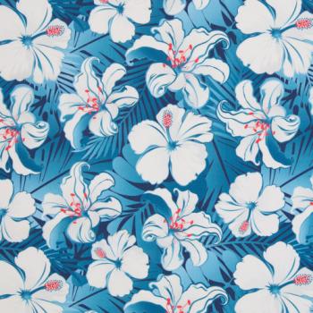 Piquejersey Malta Blüten auf Blau Swafing